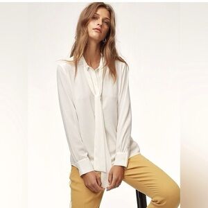 Aritzia Babaton Piero Long Sleeve White Blouse